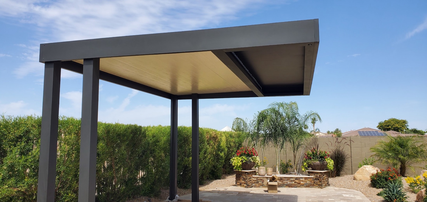 City Seamless patio cover project photo for Las Vegas patio cover customers.