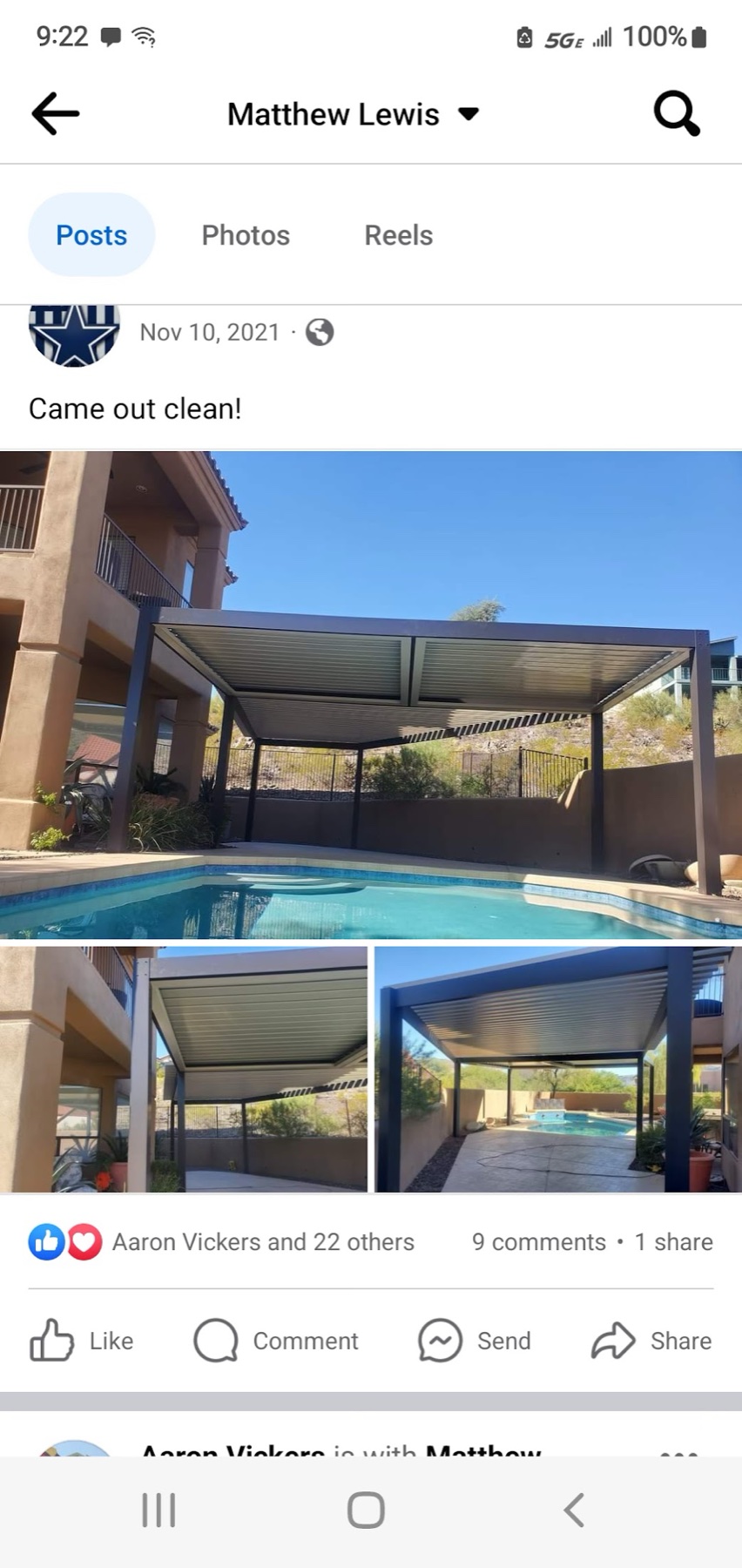 City Seamless patio cover project photo for Las Vegas patio cover customers.