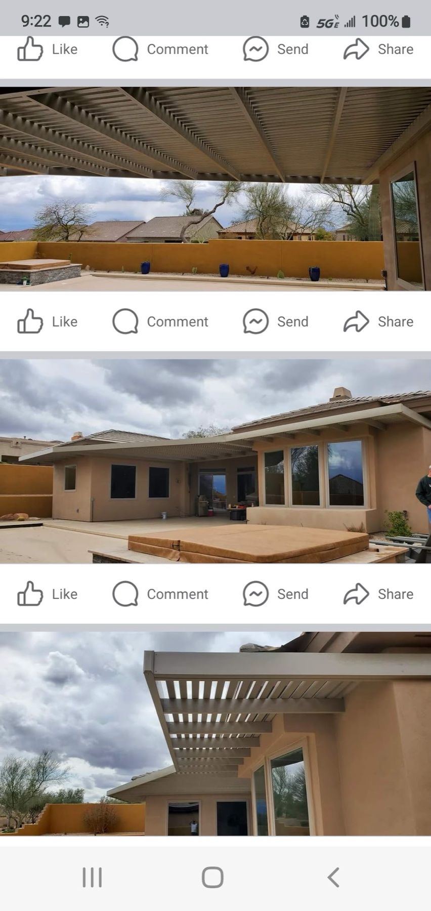 City Seamless patio cover project photo for Las Vegas patio cover customers.