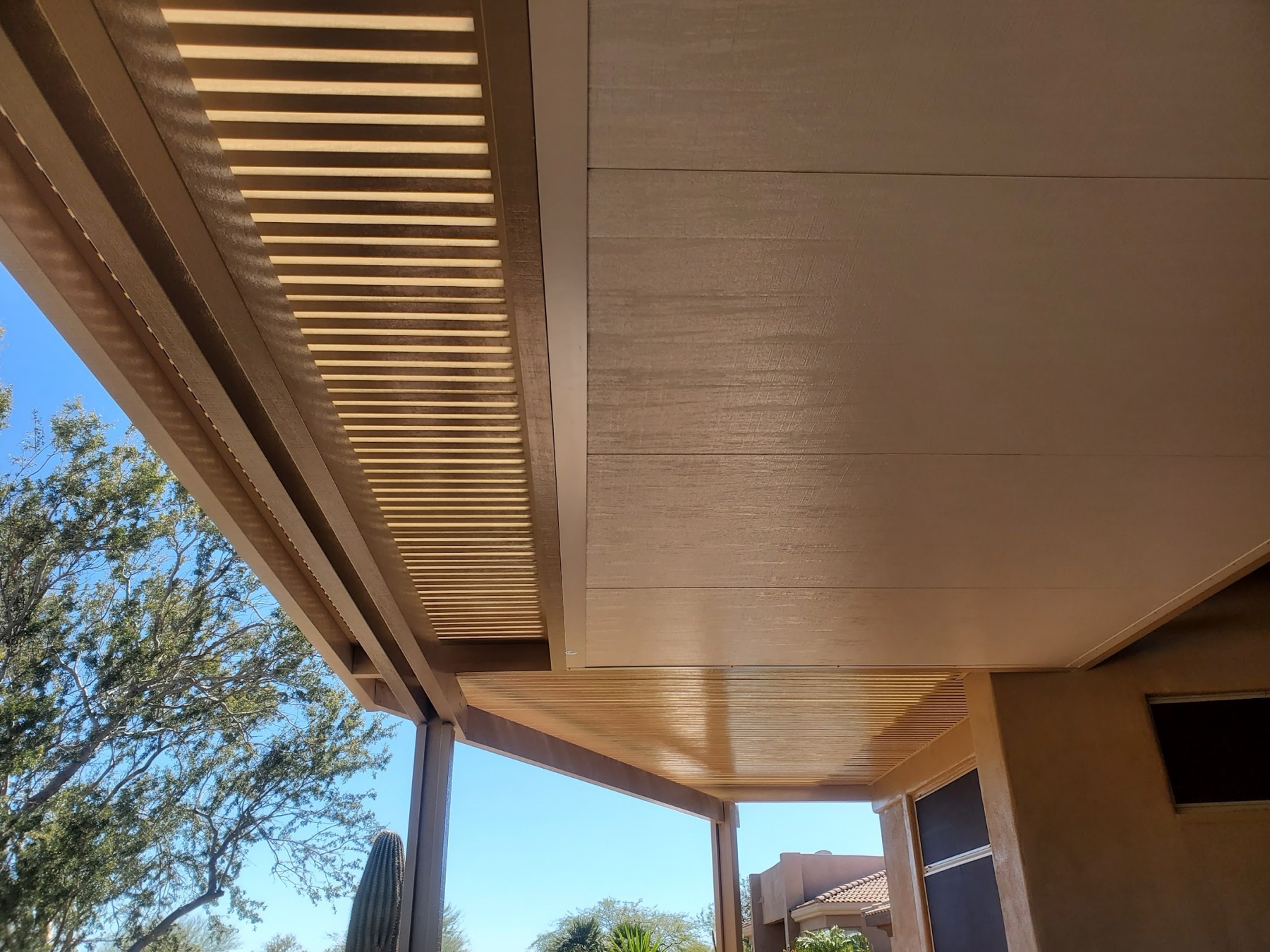 City Seamless patio cover project photo for Las Vegas patio cover customers.