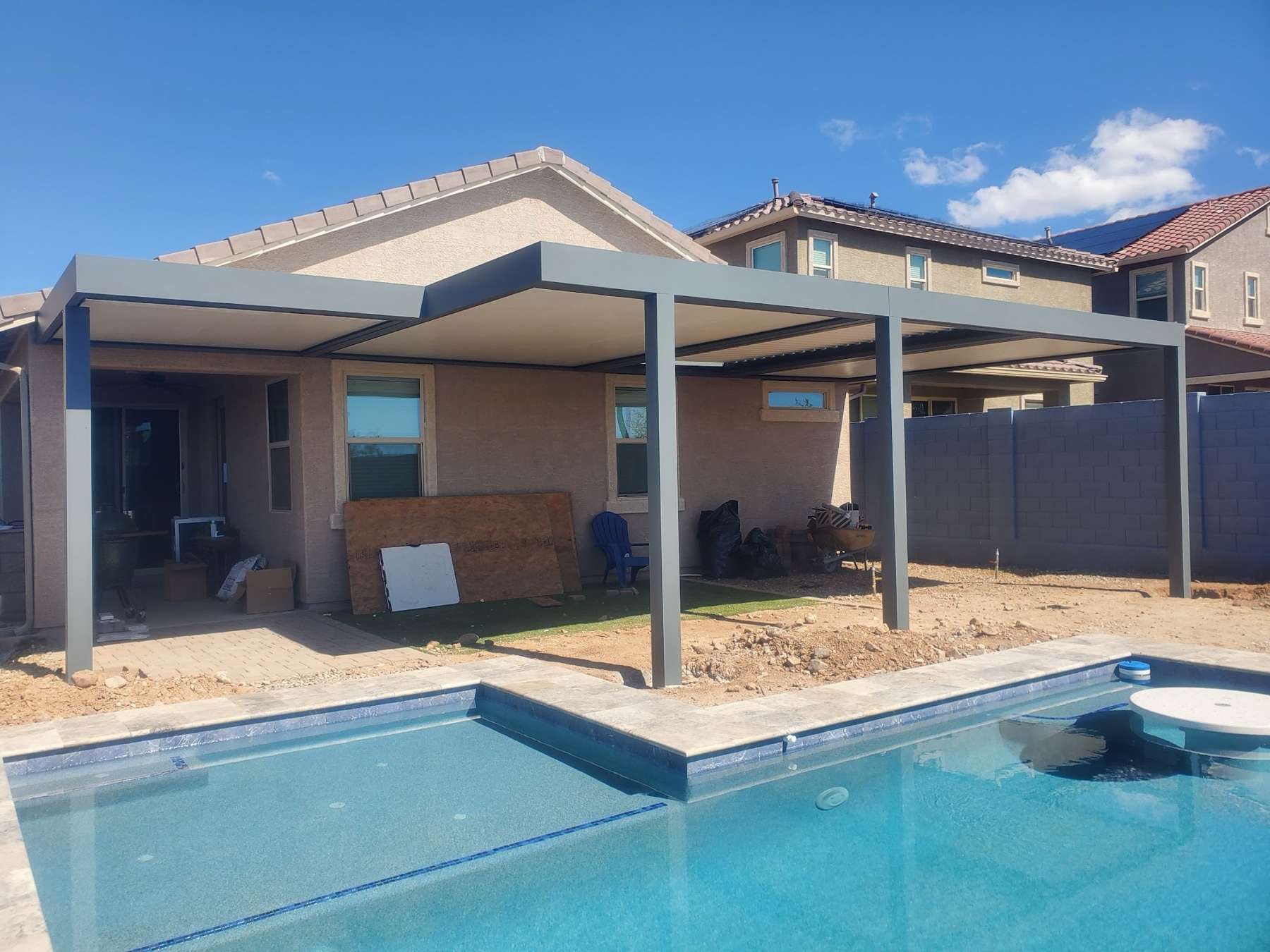City Seamless patio cover project photo for Las Vegas patio cover customers.