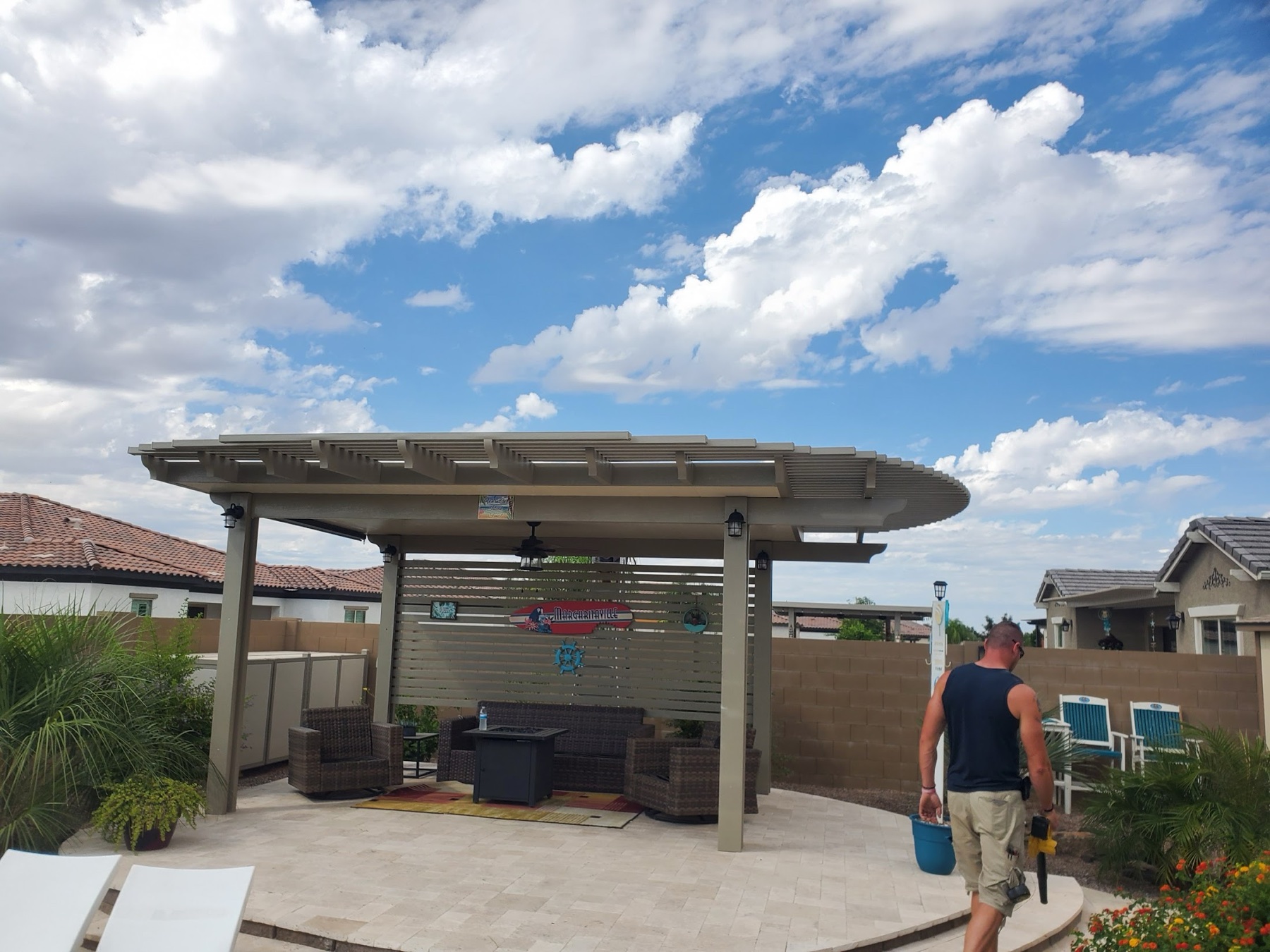 City Seamless patio cover project photo for Las Vegas patio cover customers.