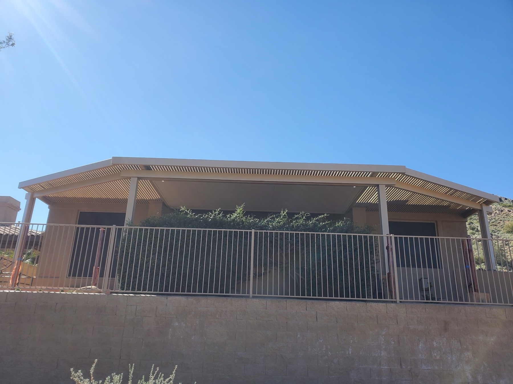 City Seamless patio cover project photo for Las Vegas patio cover customers.