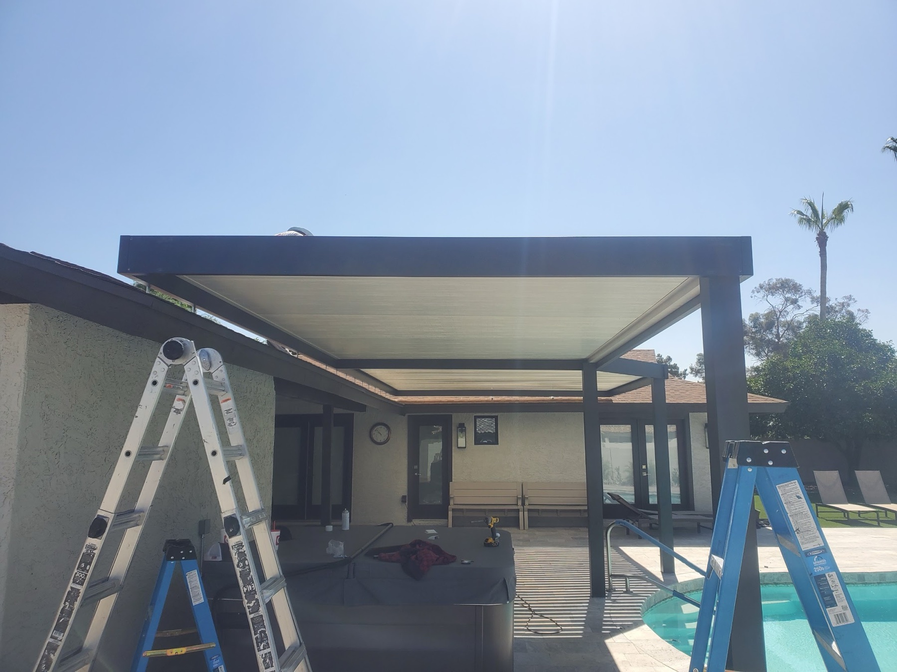 City Seamless patio cover project photo for Las Vegas patio cover customers.