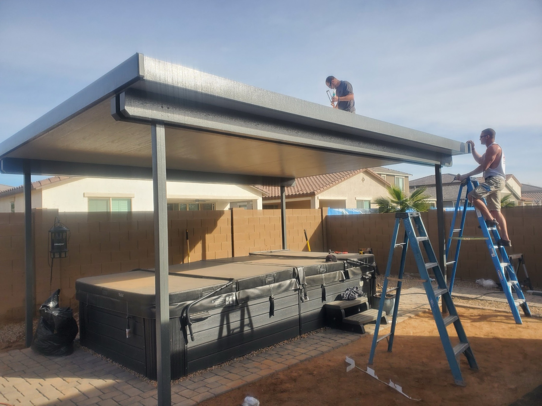 City Seamless patio cover project photo for Las Vegas patio cover customers.