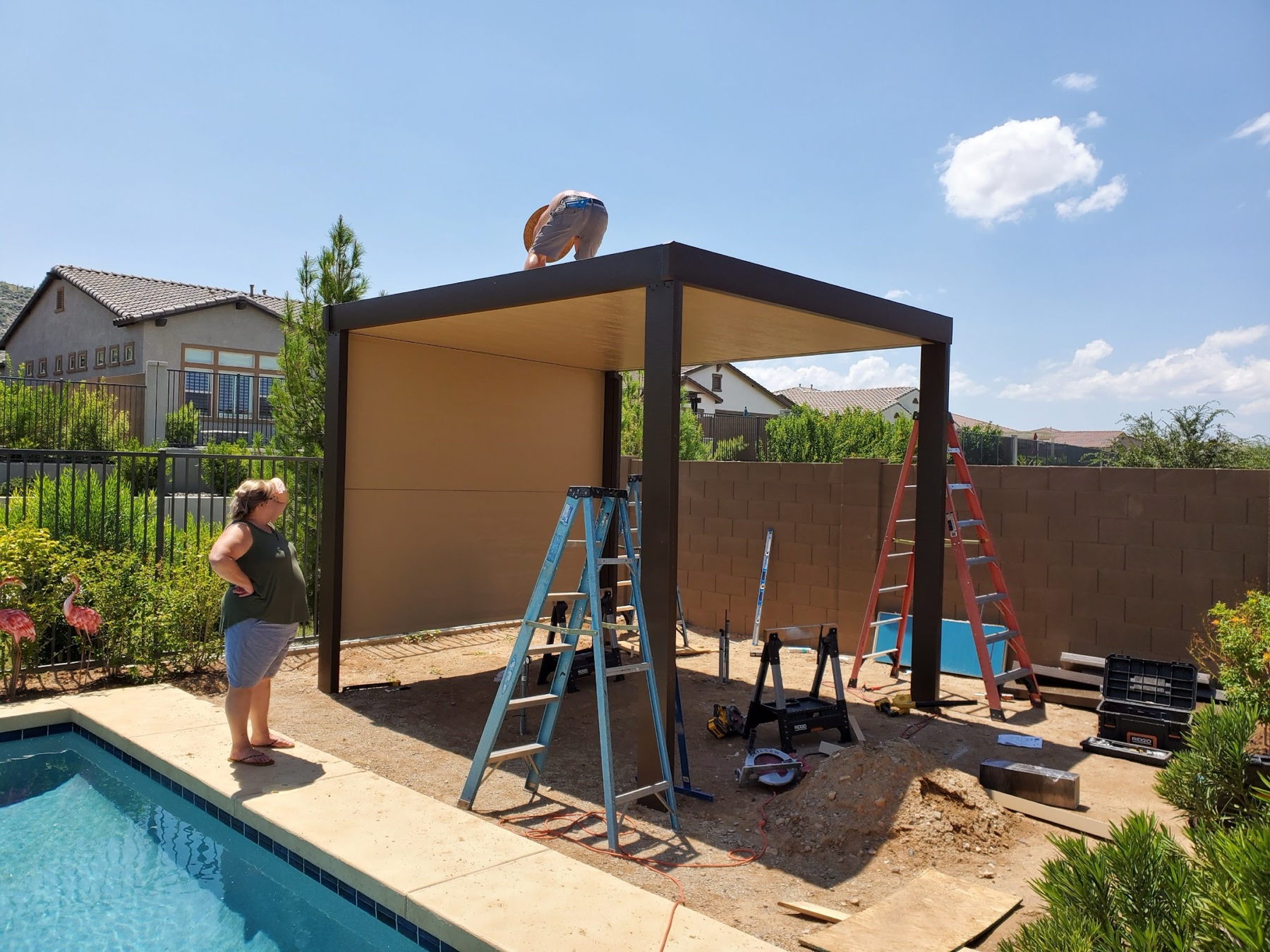 City Seamless patio cover project photo for Las Vegas patio cover customers.