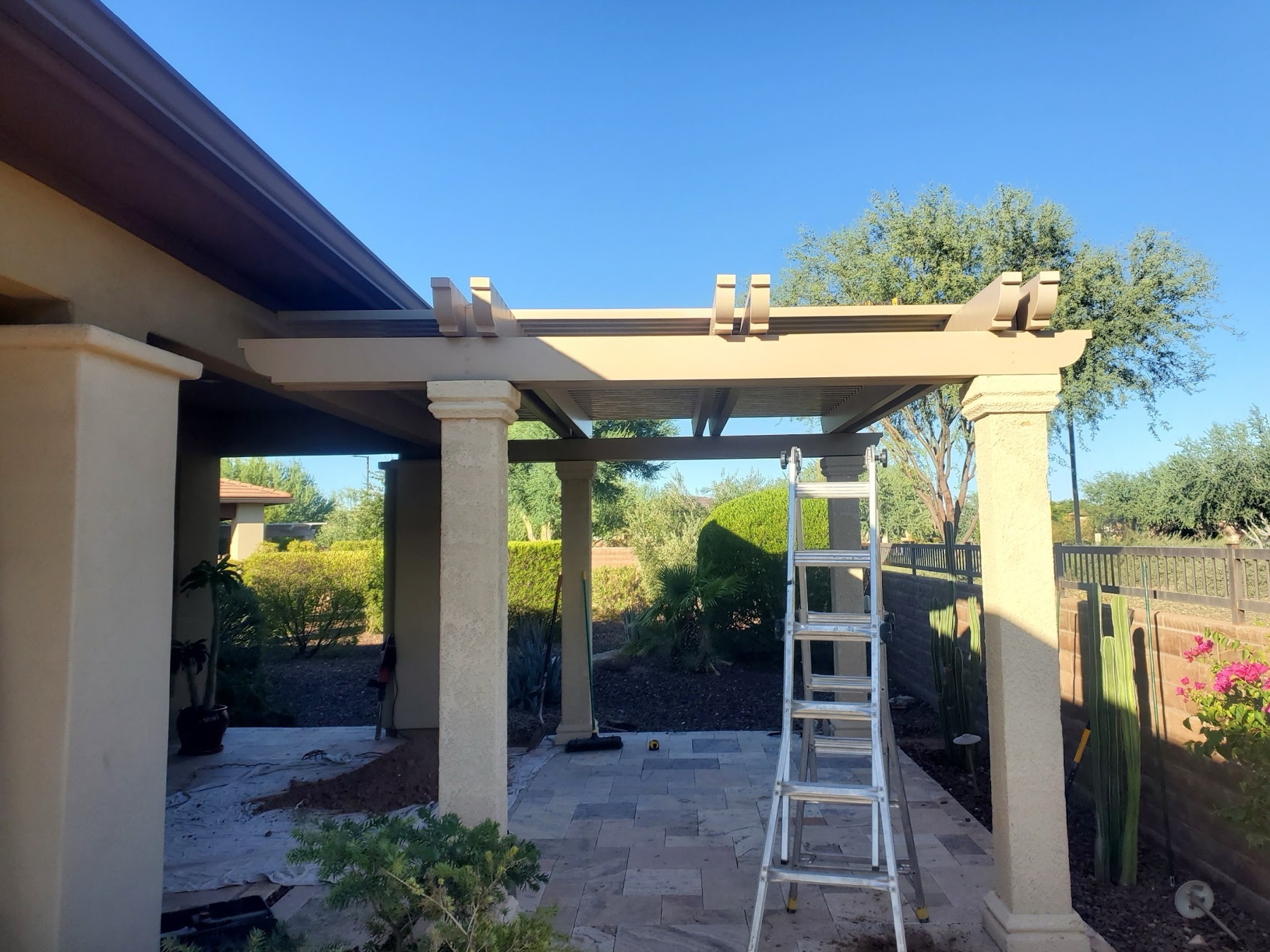 City Seamless patio cover project photo for Las Vegas patio cover customers.