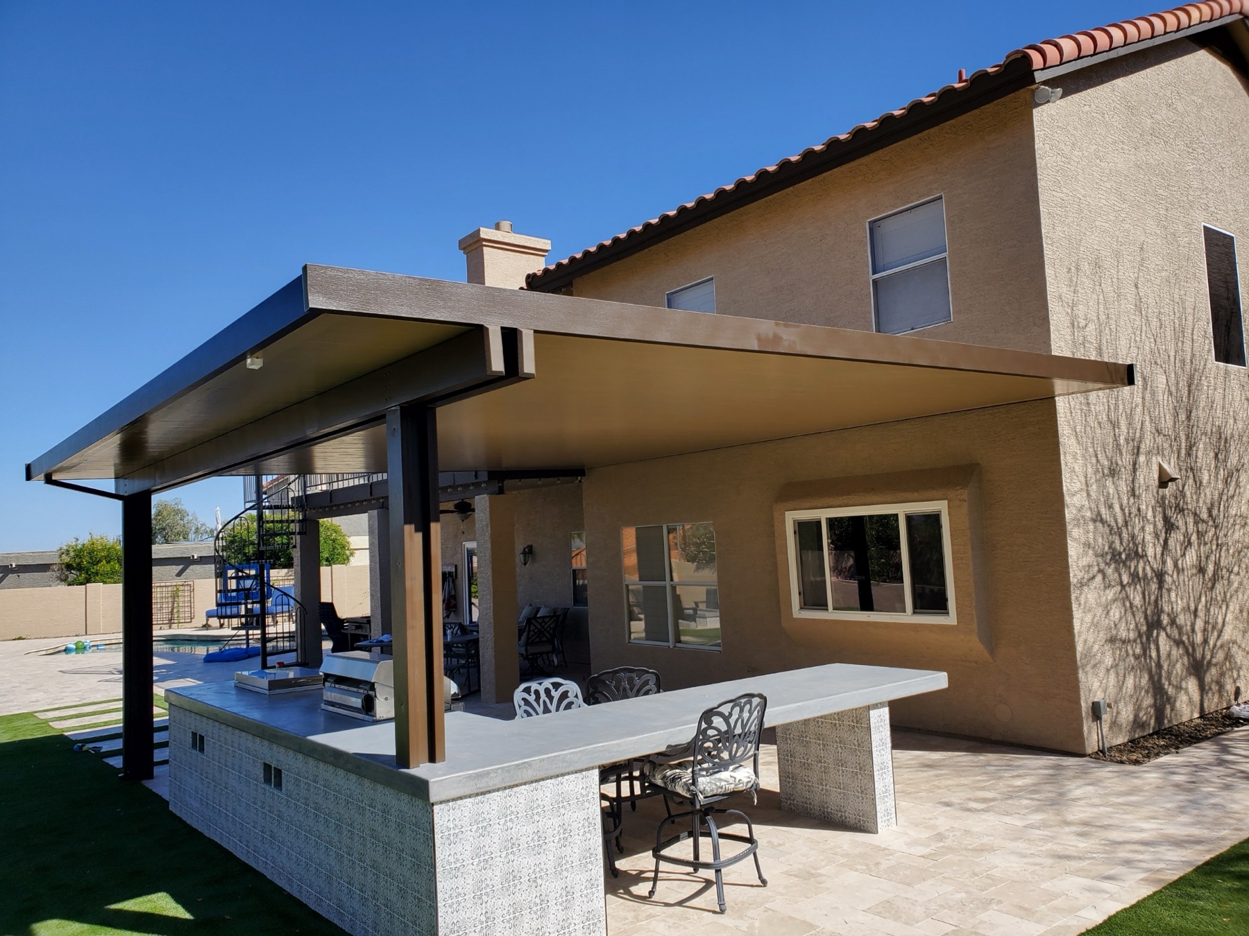City Seamless patio cover project photo for Las Vegas patio cover customers.
