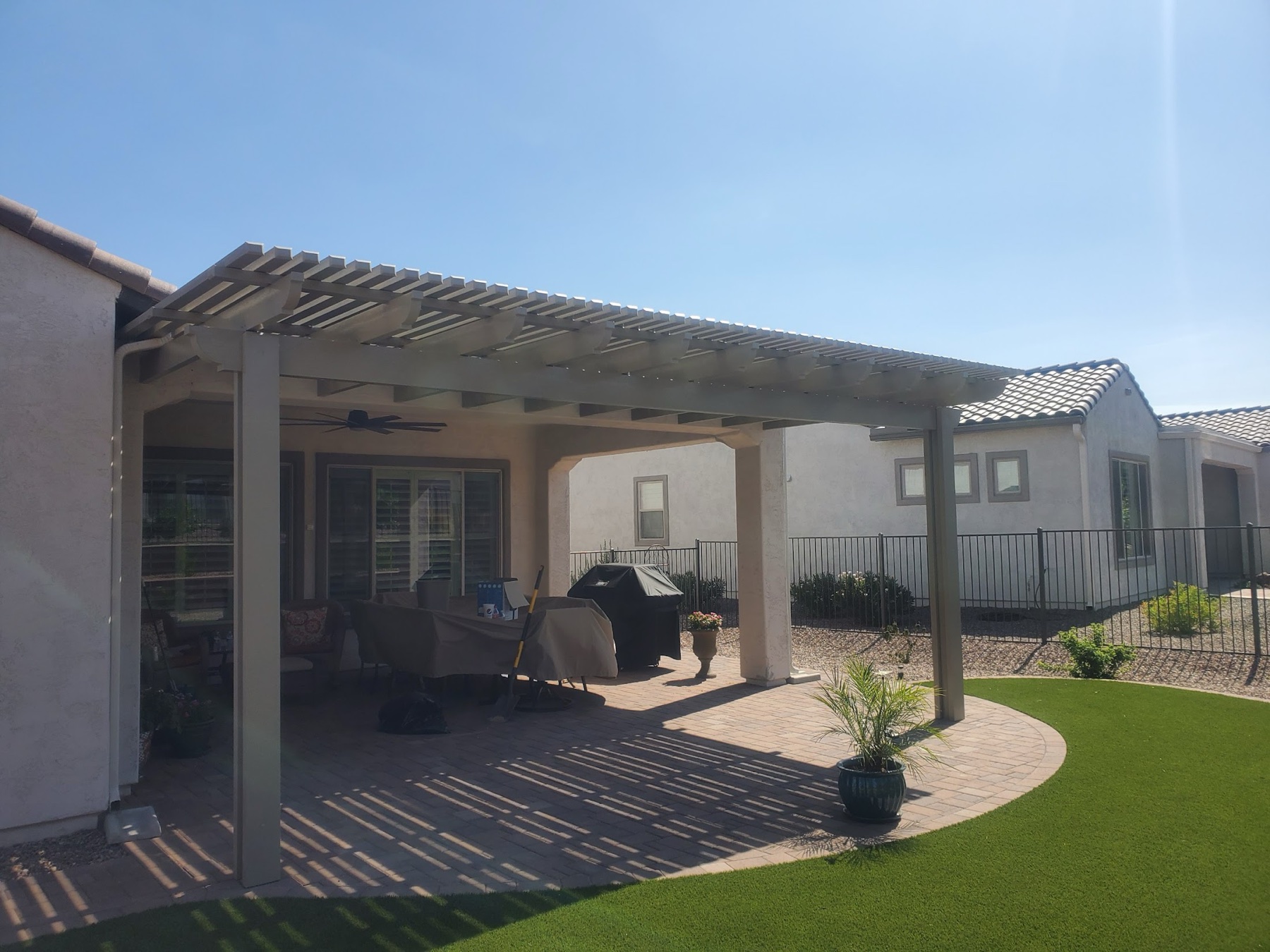 City Seamless patio cover project photo for Las Vegas patio cover customers.