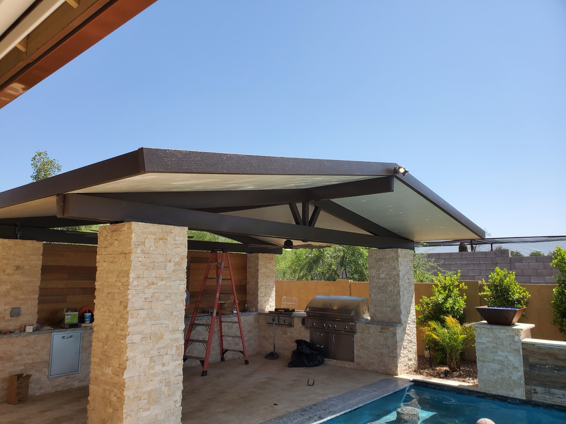 City Seamless patio cover project photo for Las Vegas patio cover customers.
