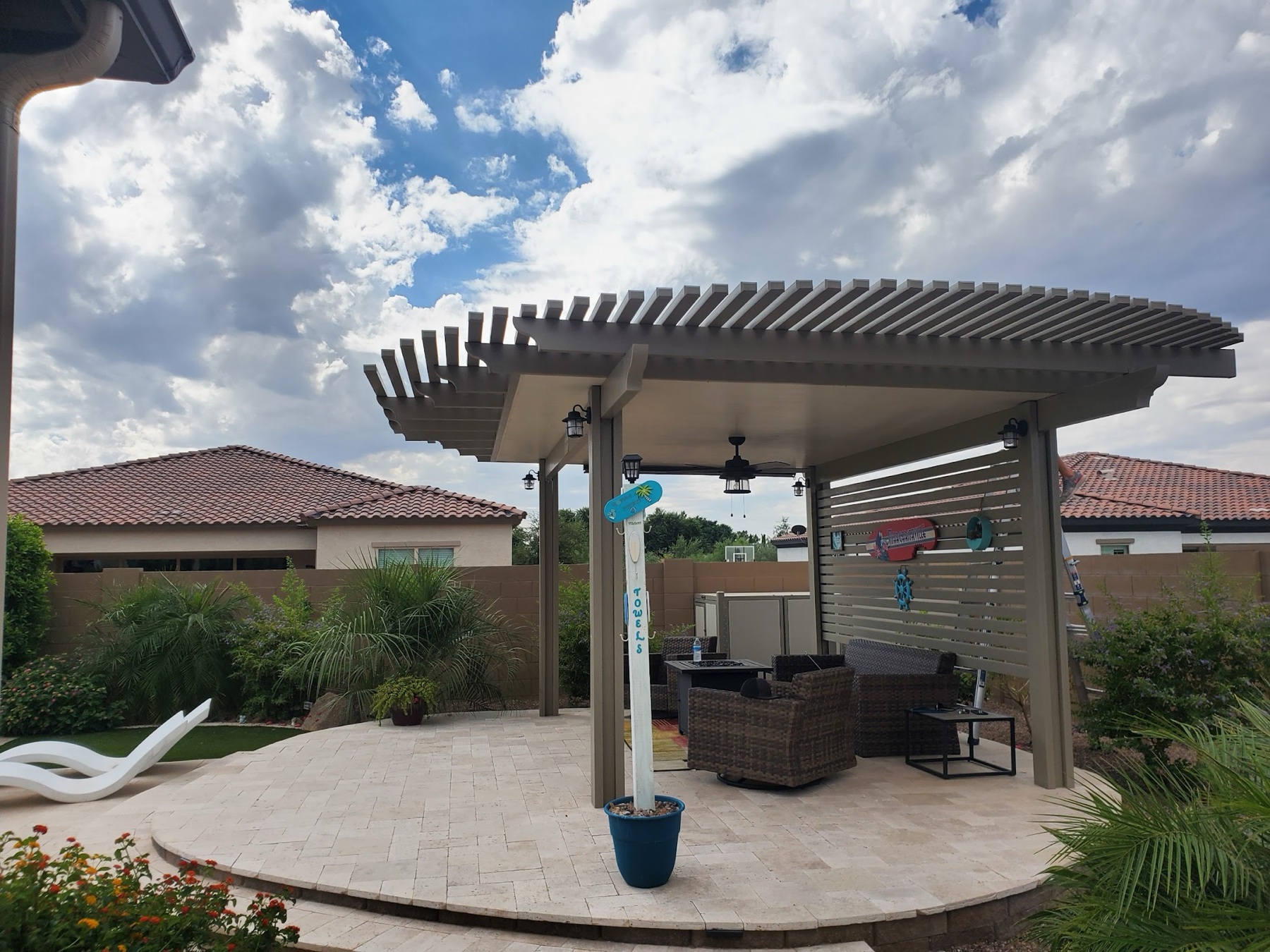 City Seamless patio cover project photo for Las Vegas patio cover customers.