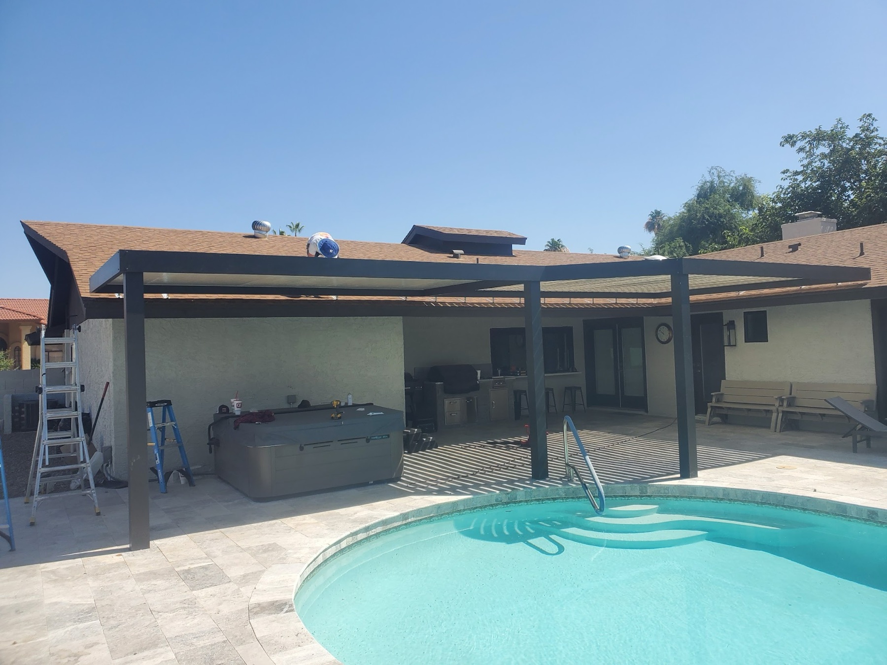 City Seamless patio cover project photo for Las Vegas patio cover customers.