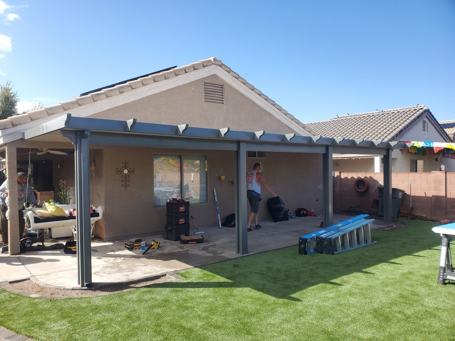 City Seamless patio cover project photo for Las Vegas patio cover customers.