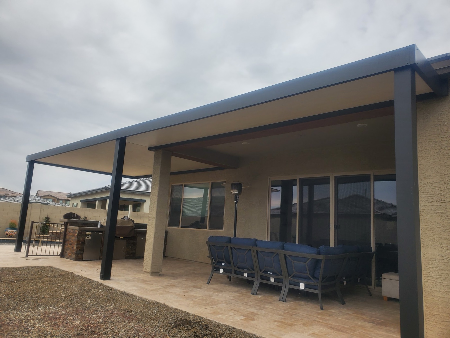 City Seamless patio cover project photo for Las Vegas patio cover customers.