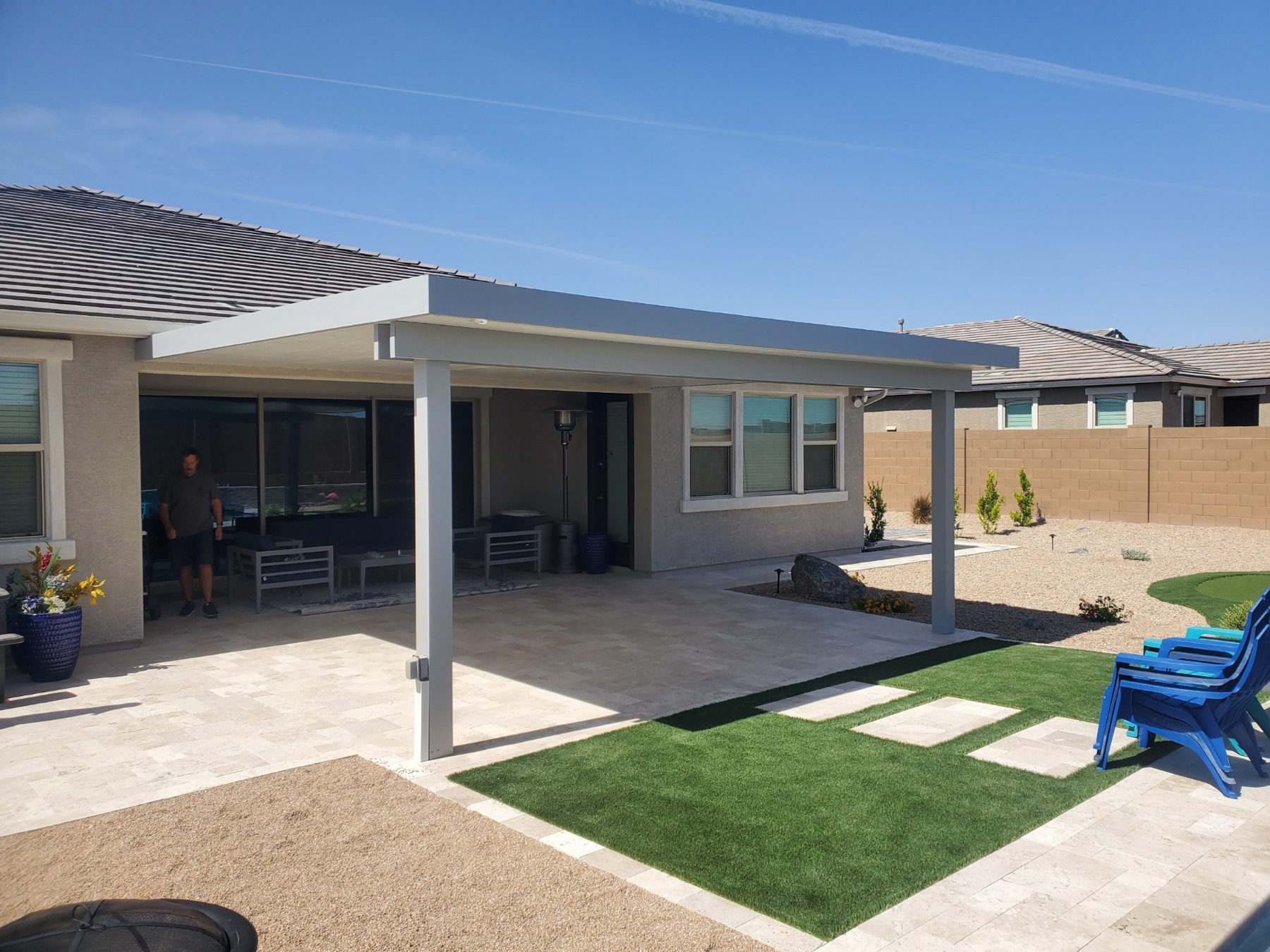 City Seamless patio cover project photo for Las Vegas patio cover customers.