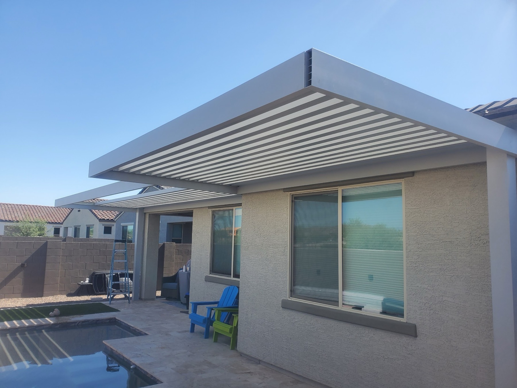 City Seamless patio cover project photo for Las Vegas patio cover customers.