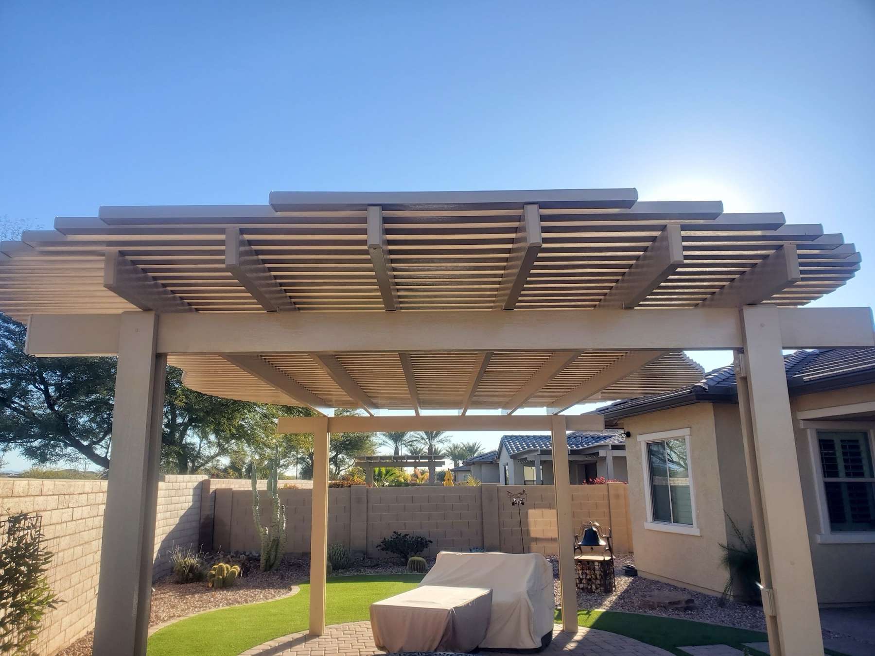 City Seamless patio cover project photo for Las Vegas patio cover customers.