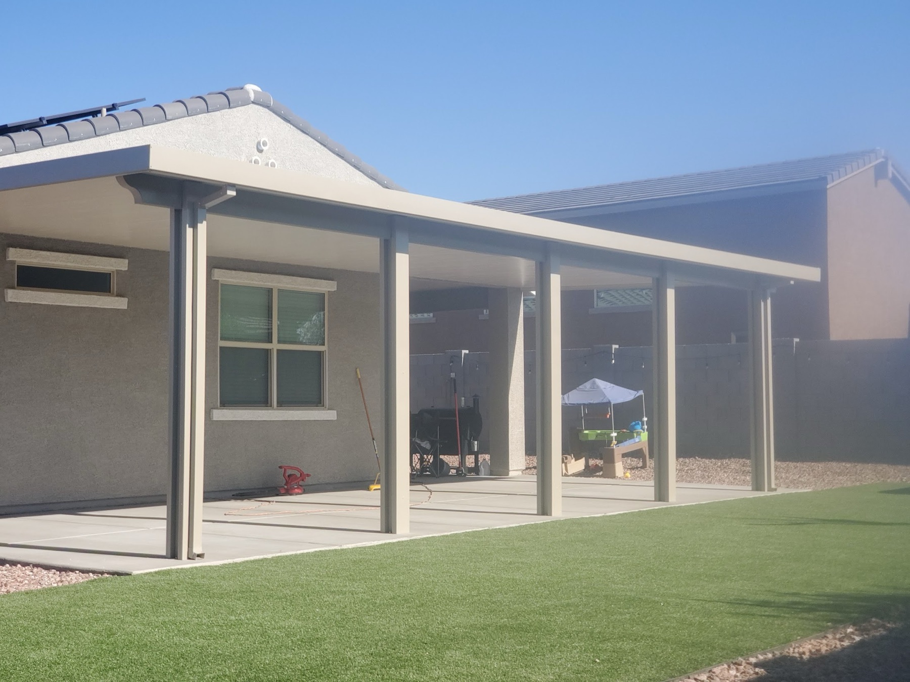 City Seamless patio cover project photo for Las Vegas patio cover customers.