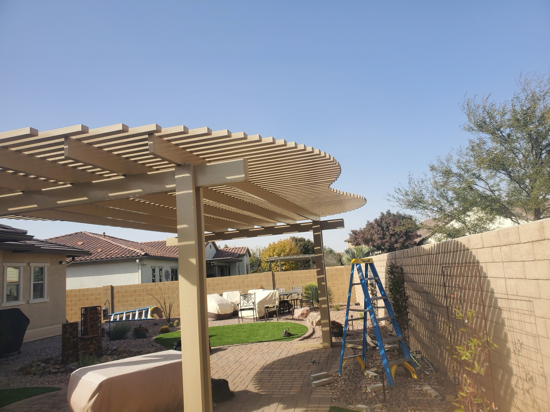 City Seamless patio cover project photo for Las Vegas patio cover customers.