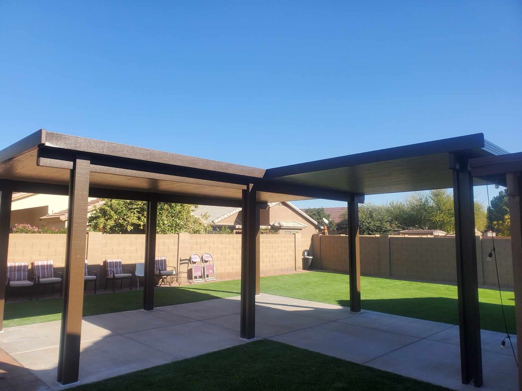 City Seamless patio cover project photo for Las Vegas patio cover customers.