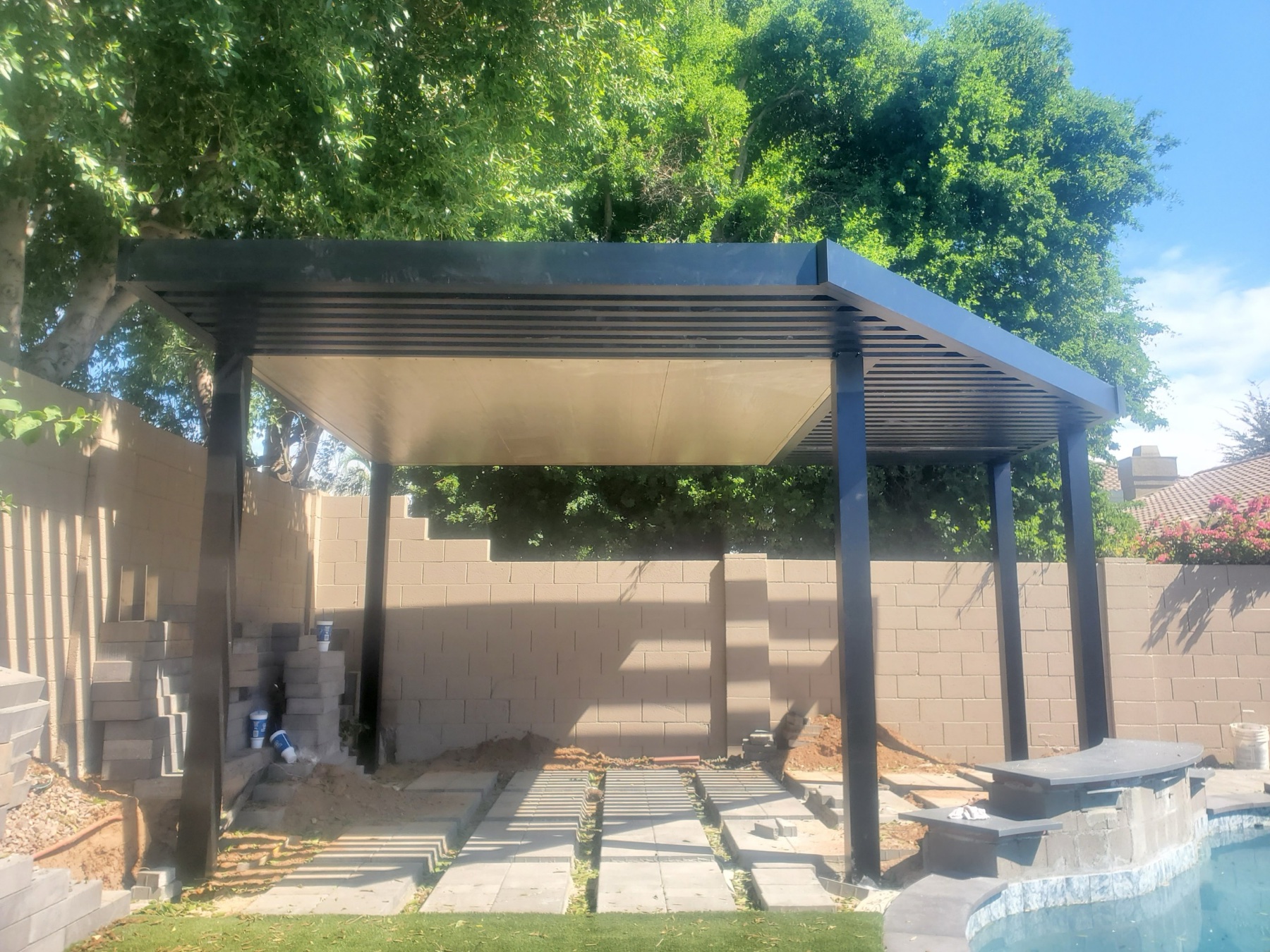 City Seamless patio cover project photo for Las Vegas patio cover customers.
