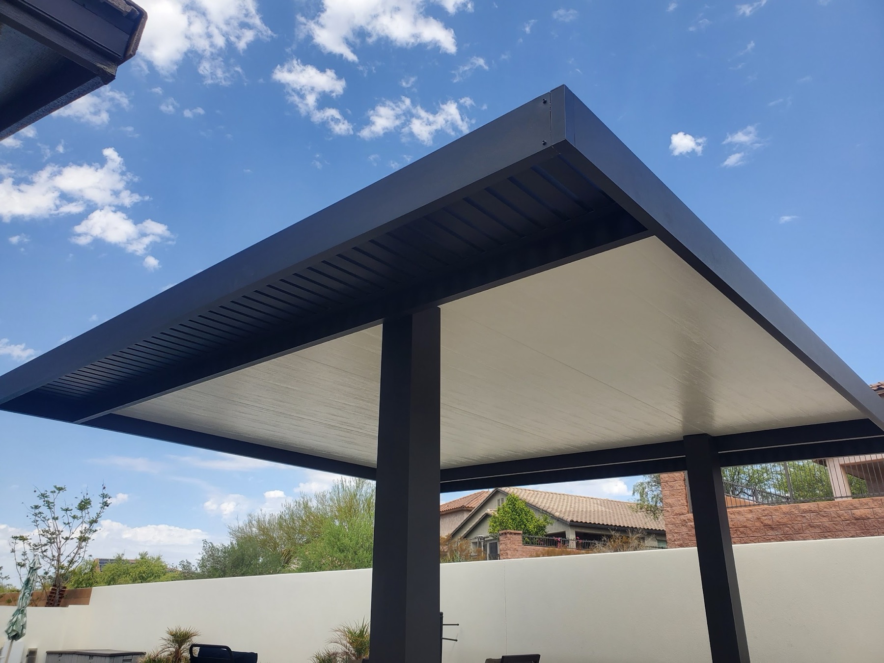 City Seamless patio cover project photo for Las Vegas patio cover customers.